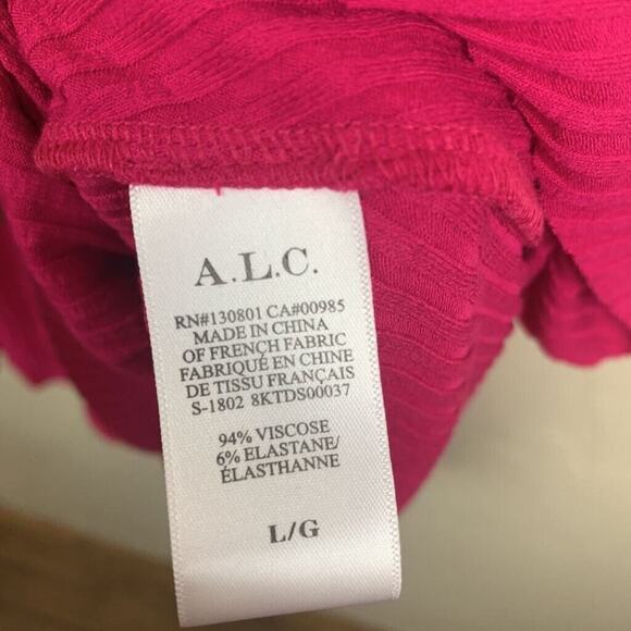 ALC Dress Womens Size Large Pink Bea Ribbed Sleeveless Asymmetric Cocktail New - Picture 6 of 6